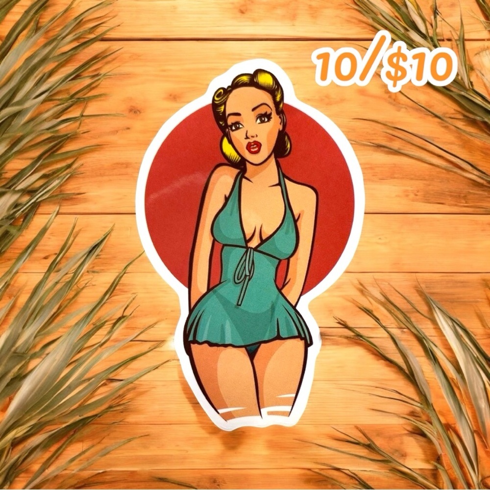 10 / $10 Retro Pin-Up Girl Sticker - Pinup / Vintage Style